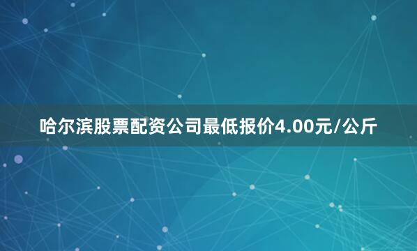 哈尔滨股票配资公司最低报价4.00元/公斤